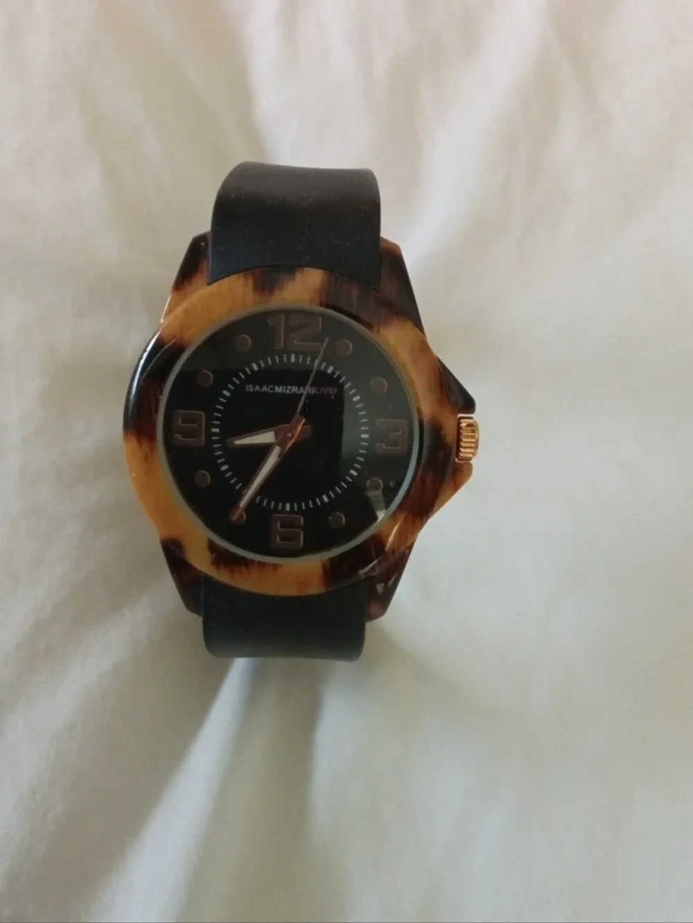 Isaac Mizrahi Black Dial Tortoiseshell Accent Women's Watch